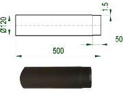 V.A.P.K. Kouřovod 120 Roura délky 500 mm - průměr 120 mm   tl.1,5