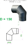 V.A.P.K. Kouřovod 150 černý Koleno 90° - průměr 150 mm   tl.1,5